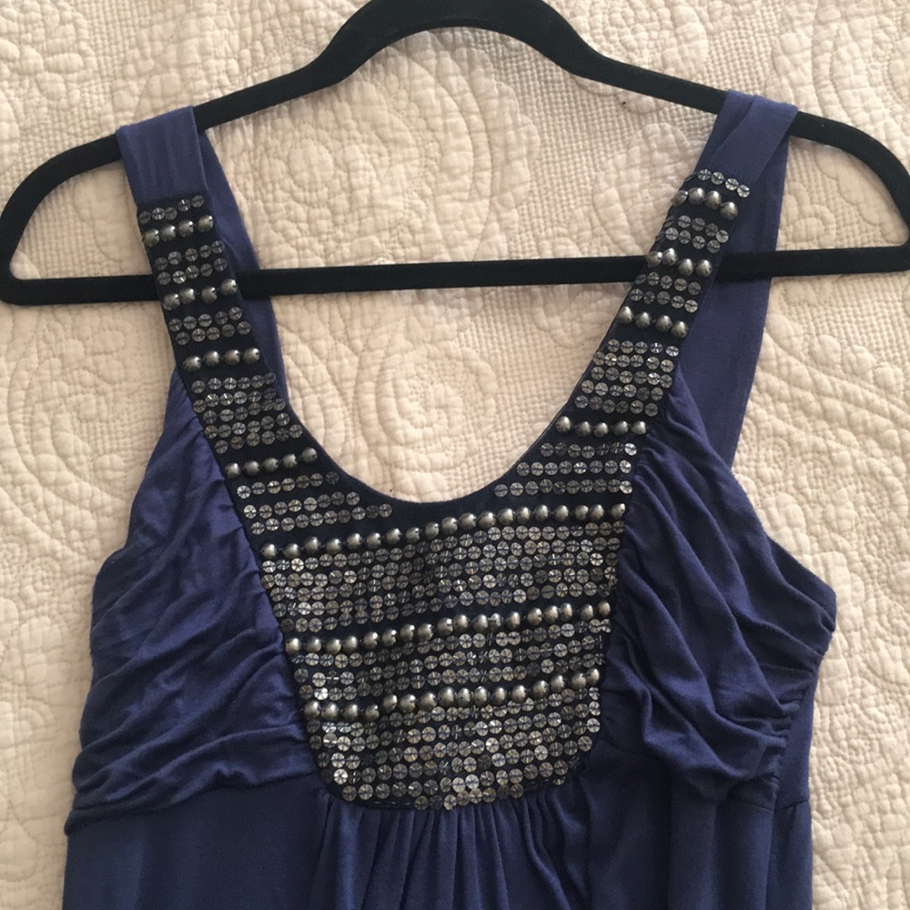 Full length navy maxi with metal details